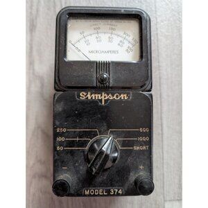 Vintage Simpson AC Voltmeter Model 374 Microamperes Meter